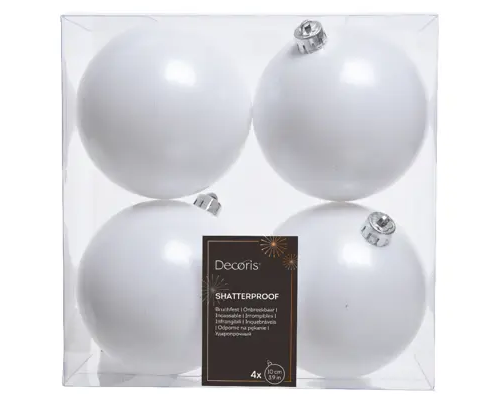 BAUBLES POLYSTYRENE MIX SET OF 4- WHITE