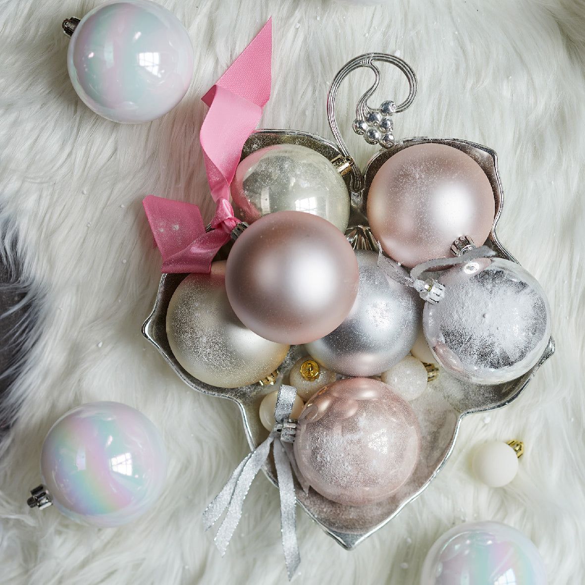 BAUBLES SHATTERPROOF MIX-SILVER SET 6