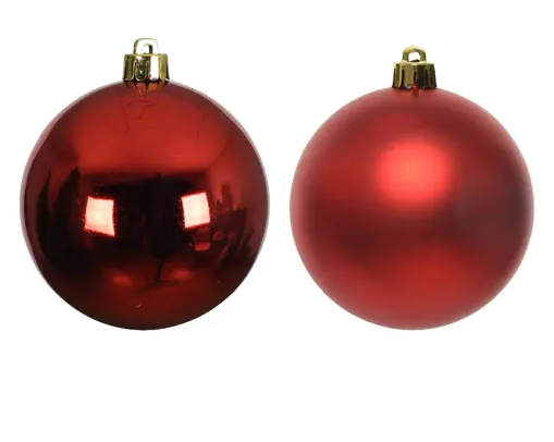 BAUBLES POLYSTYRENE MIX RED CHRISTMAS