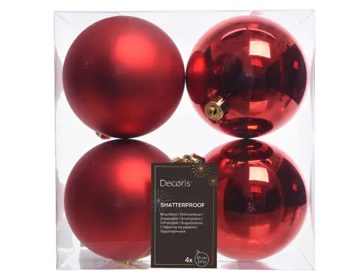 BAUBLES POLYSTYRENE RED SET 4