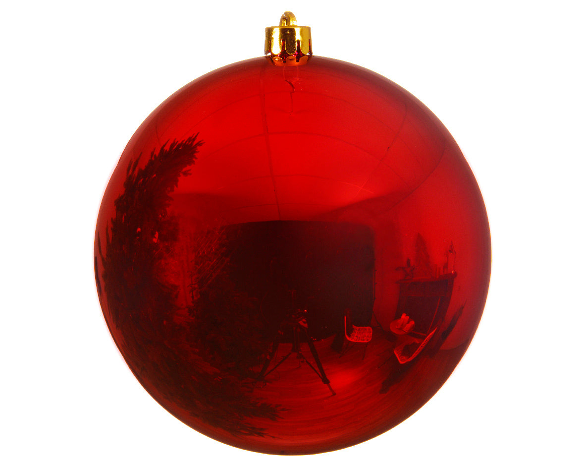 10'' RED BAUBLES SHATTERPROOF SHINY