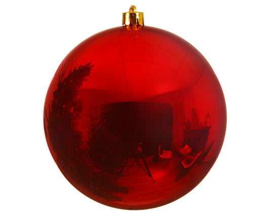 10'' RED BAUBLES SHATTERPROOF SHINY