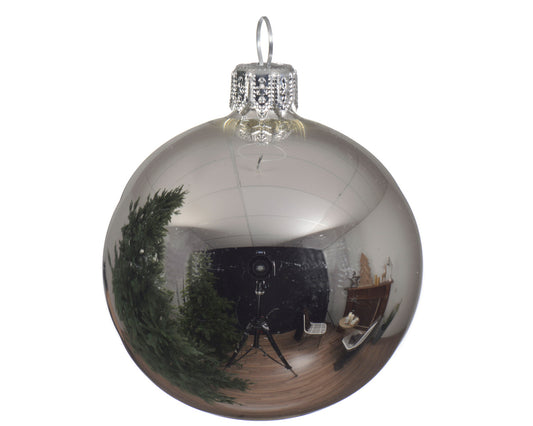BAUBLES GLASS SHINY-SILVER 5.9IN