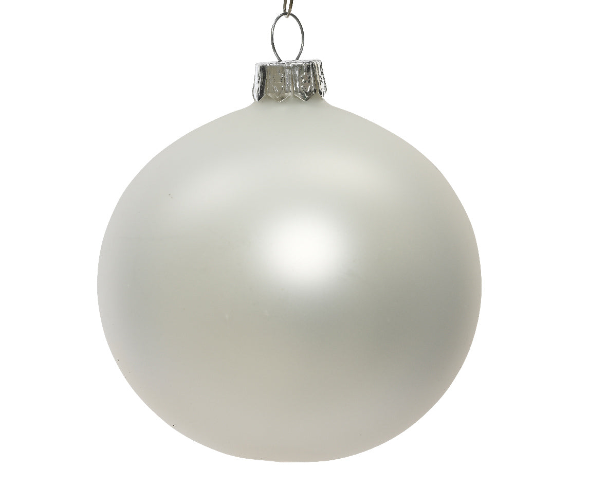BAUBLES GLASS MATT-WINTER WHITE SET4