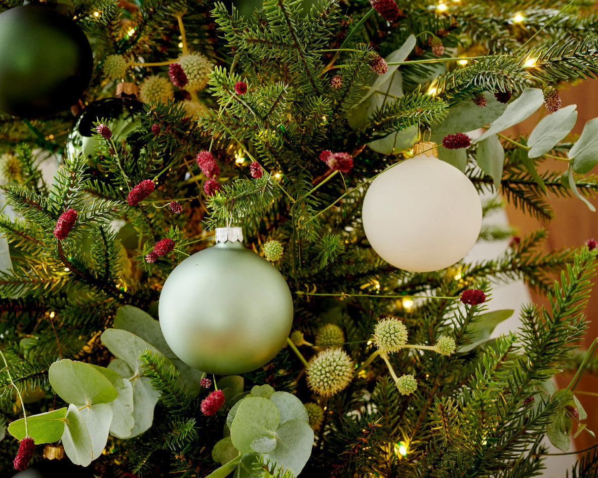BAUBLES GLASS MATT-WOOL WHITE SET4