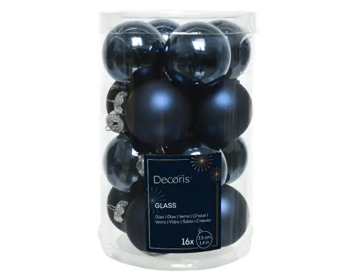 BAUBLES GLASS MINI SET 16 1.4" NAVY BLUE