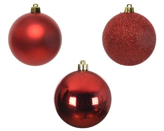 BAUBLES POLYST TUBE 10 2.4" CHRISTMAS RED