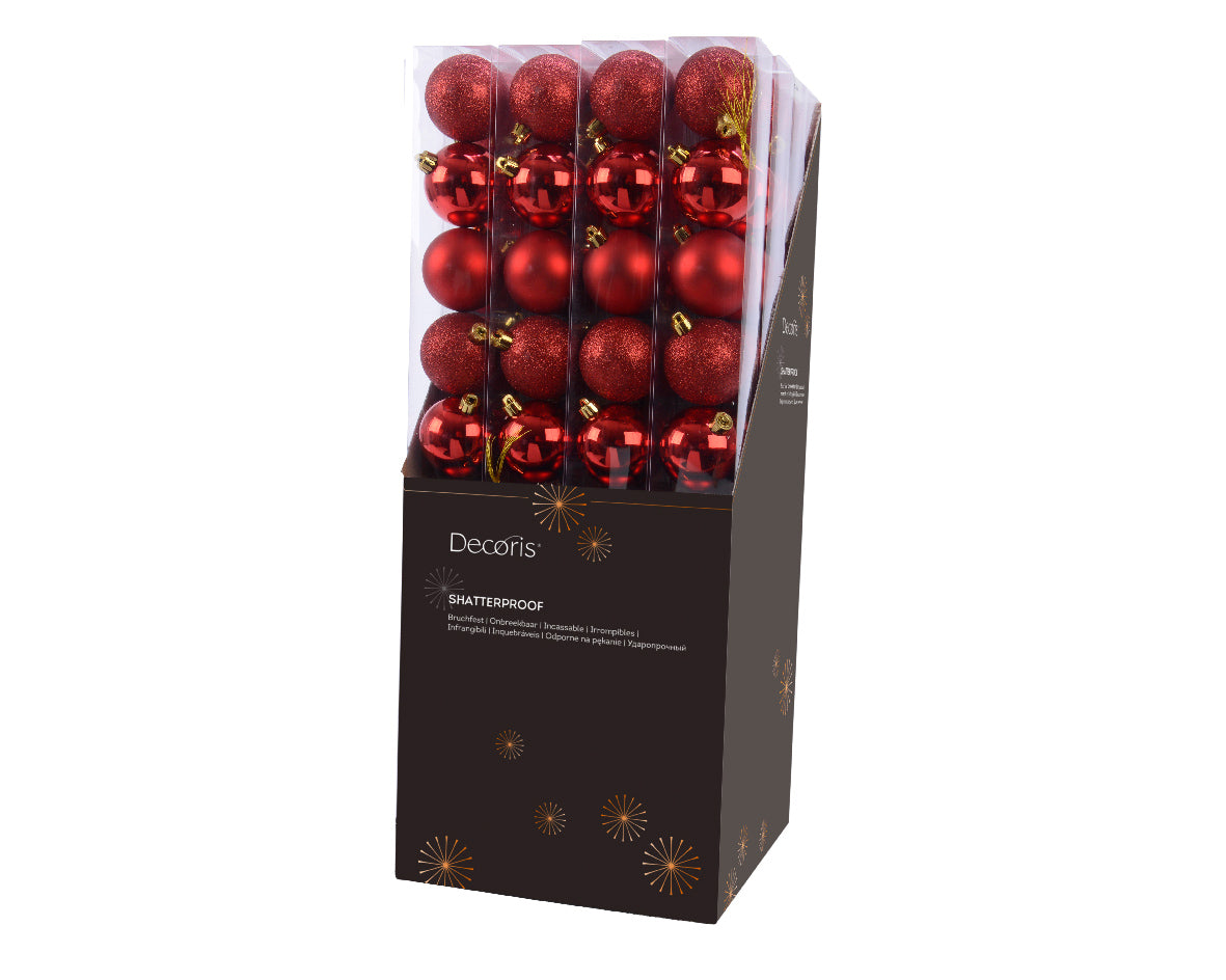 BAUBLES POLYST TUBE 10 2.4" CHRISTMAS RED