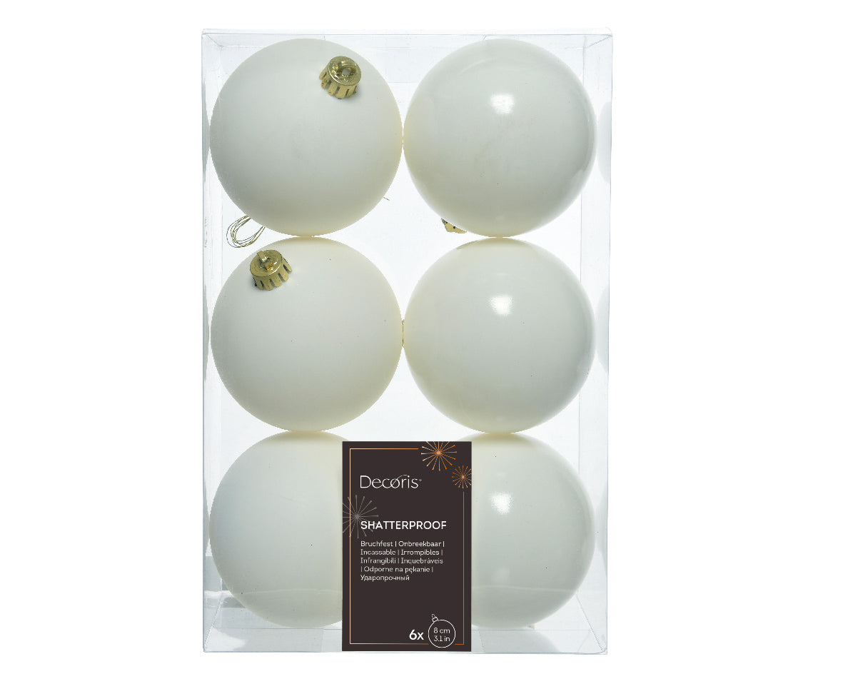 BAUBLES SHATTERPROOF MIX-WOOL WHITE SET 6