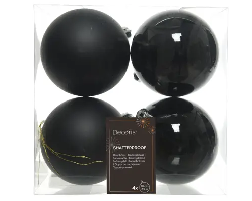 BAUBLES POLYSTYRENE MIX SET OF 4- BLACK