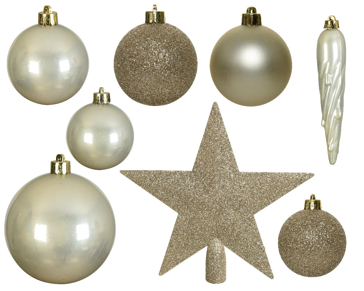 BAUBLES SET 33 MATT, SHINY-PEARL GLITTER MIX