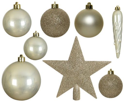 BAUBLES SET 33 MATT, SHINY-PEARL GLITTER MIX