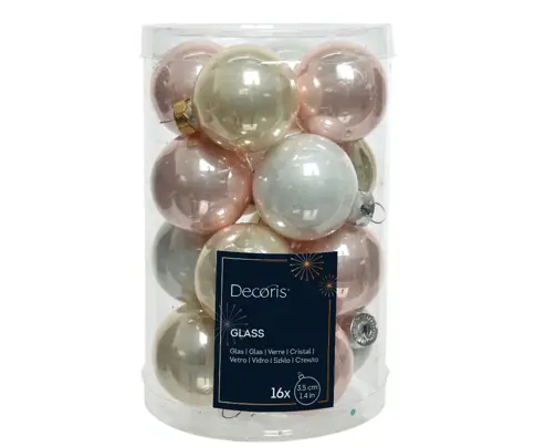 BAUBLES GLASS SHINY MATT ENAMEL MIX BLUSH PINK