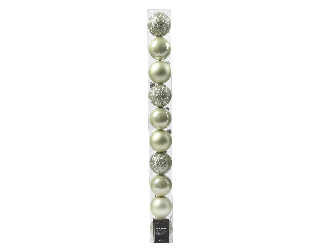 BAUBLES POLYST TUBE 10 2.4IN WHITE MINT