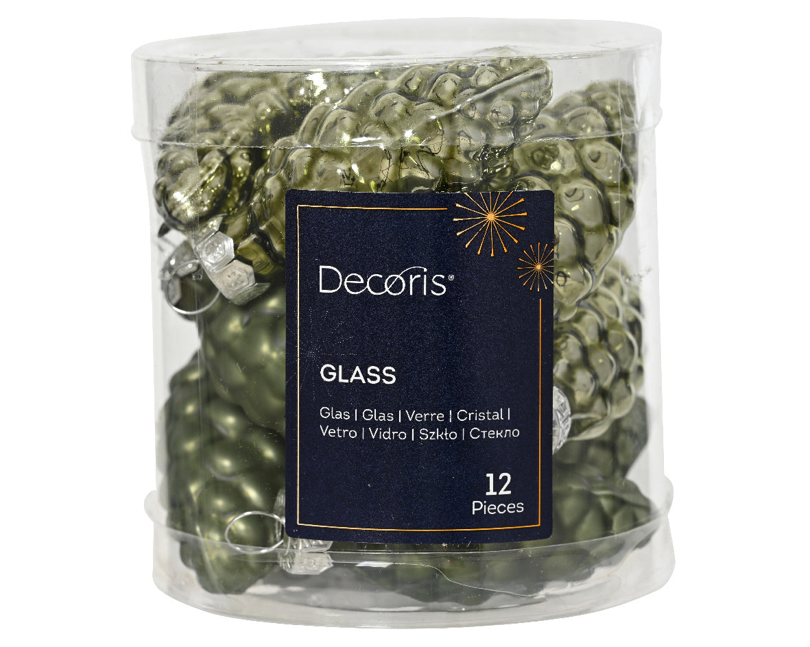 PINECONE GLASS MIX-ROSEMARY GREEN SET 12 MINI