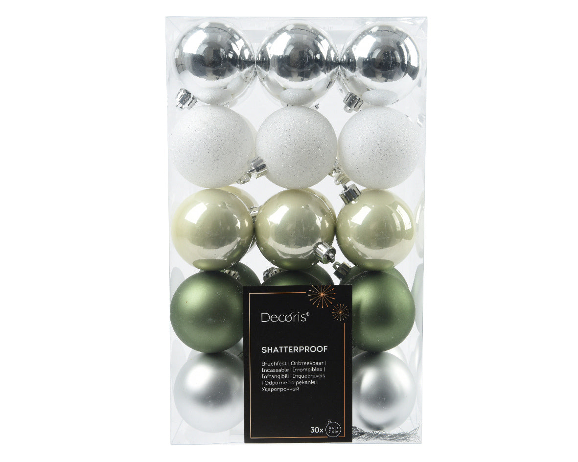 BAUBLES SET OF 30 MIX-GREEN