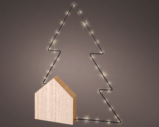 ARBOL LUZ BATERIA 34LED STAND MADERA