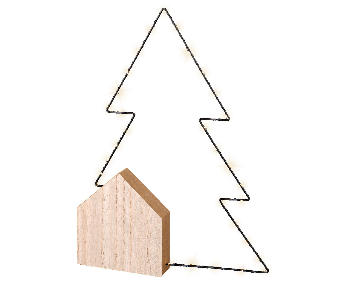 ARBOL LUZ BATERIA 34LED STAND MADERA