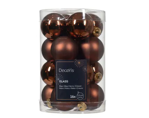BAUBLES GLASS MIX BROWN MINI 16 1.4"