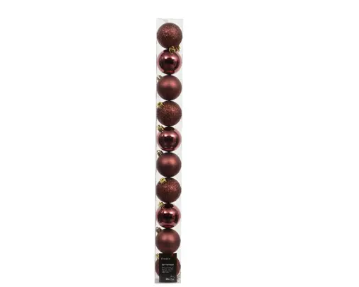 BAUBLES POLYSTYRENE MIX SETOF 10- MAROON
