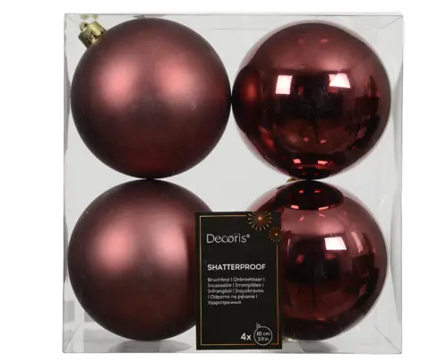 BAUBLES POLYSTYRENE MIX SET OF 4- MAROON
